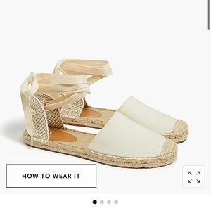 J. Crew Ivory White Lace Up Espadrilles